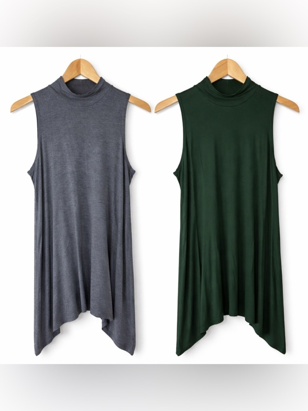 LOGO Layers Lori Goldstein Tank Top Medium Gray Green Sleeveless Mock Neck lot 2
